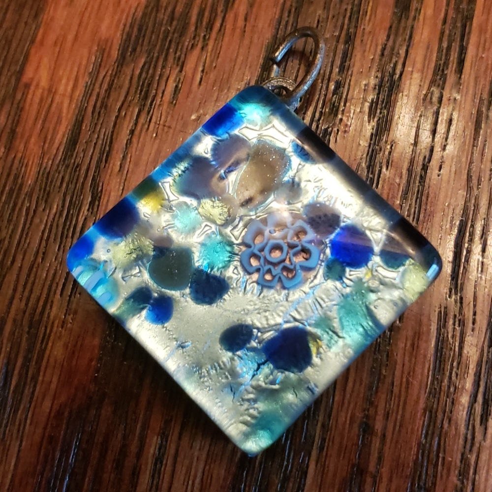 Shades of Blue Venetian Italian Glass Pendant
